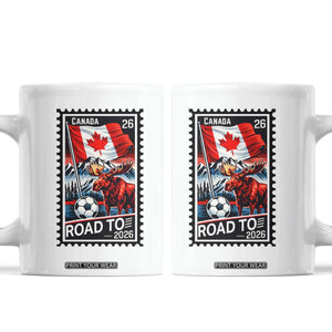 Canada Soccer Moose Coffee Mug Vintage Postal Stamp Road To 2026 TS12 White Print Your Wear