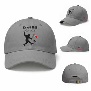 Funny Bigfoot Canada Soccer Baseball Cap Kickoff 2026 TS12 Baseball Cap Universal Fit Sport Gray Print Your Wear