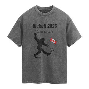 Funny Bigfoot Canada Soccer Washed Cotton T-Shirt Kickoff 2026