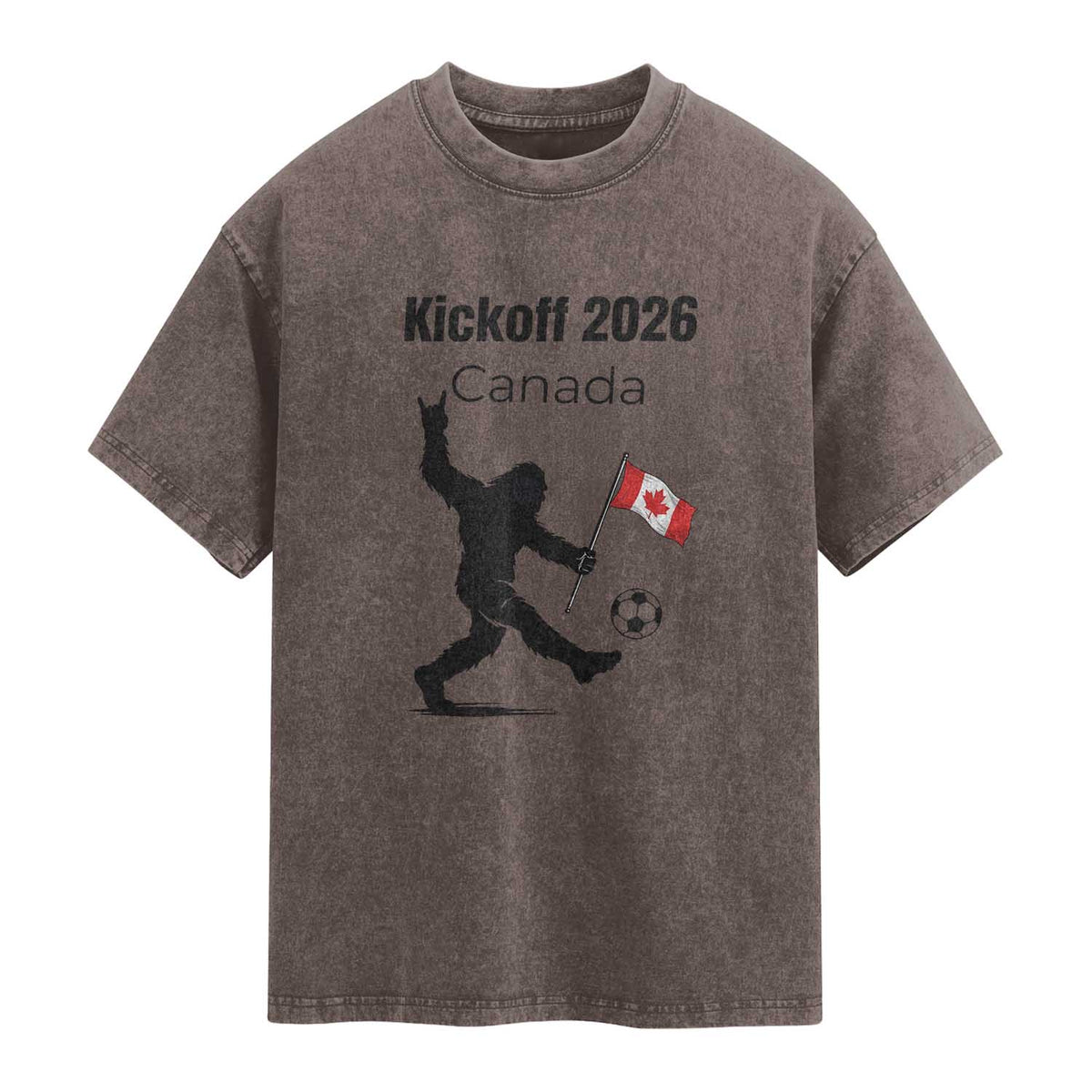 Funny Bigfoot Canada Soccer Washed Cotton T-Shirt Kickoff 2026