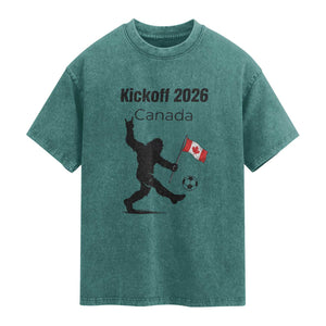 Funny Bigfoot Canada Soccer Washed Cotton T-Shirt Kickoff 2026