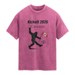 Funny Bigfoot Canada Soccer Washed Cotton T-Shirt Kickoff 2026