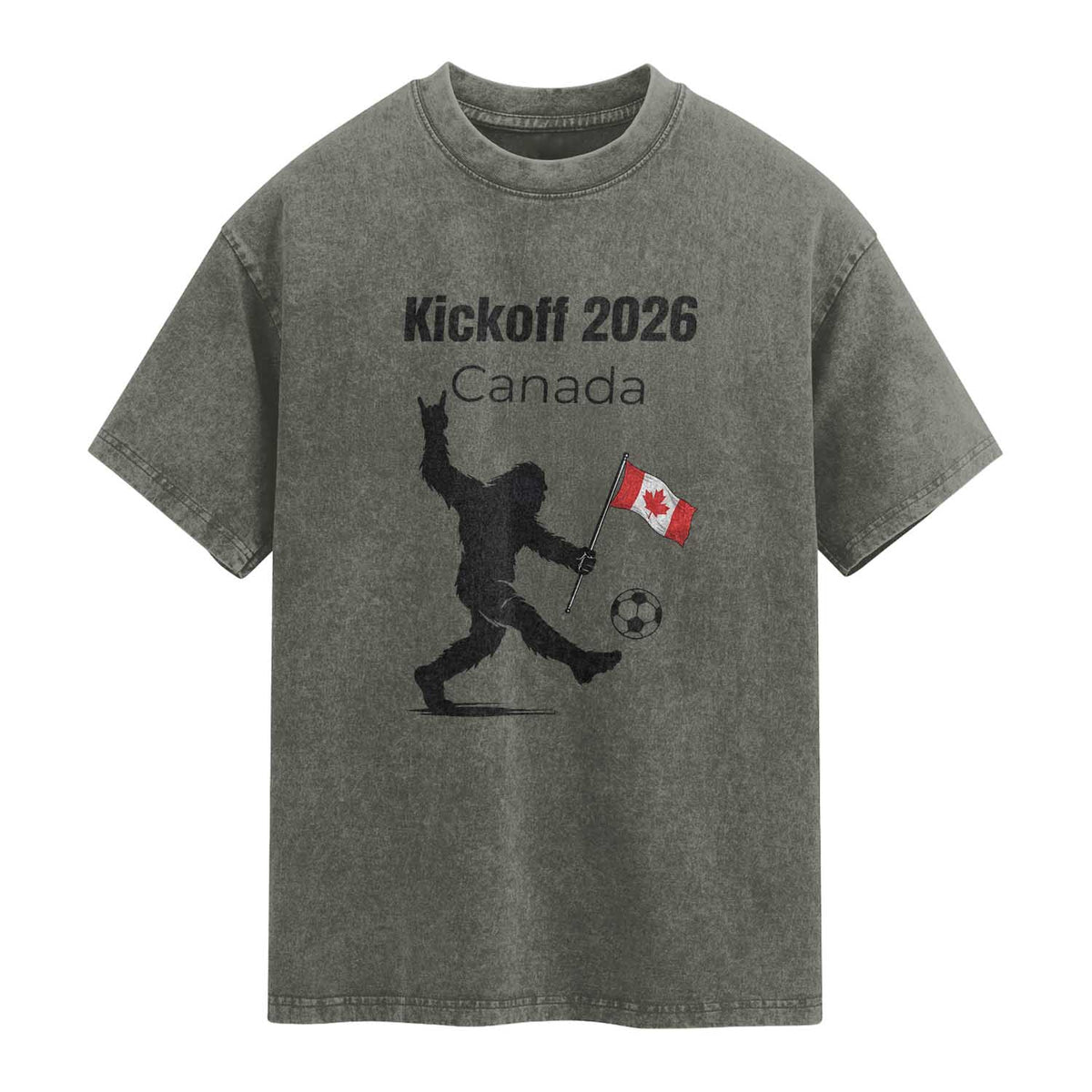 Funny Bigfoot Canada Soccer Washed Cotton T-Shirt Kickoff 2026