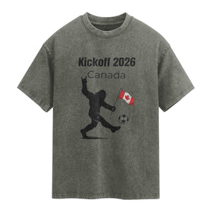 Funny Bigfoot Canada Soccer Washed Cotton T-Shirt Kickoff 2026