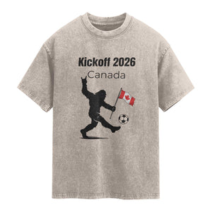 Funny Bigfoot Canada Soccer Washed Cotton T-Shirt Kickoff 2026