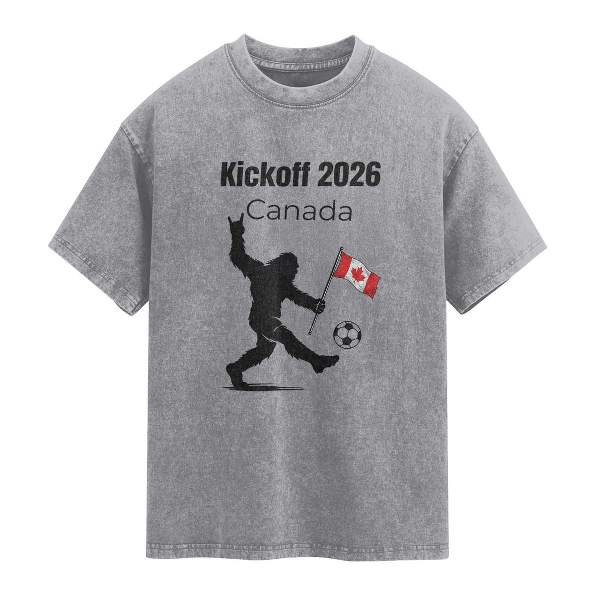Funny Bigfoot Canada Soccer Washed Cotton T-Shirt Kickoff 2026