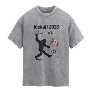 Funny Bigfoot Canada Soccer Washed Cotton T-Shirt Kickoff 2026