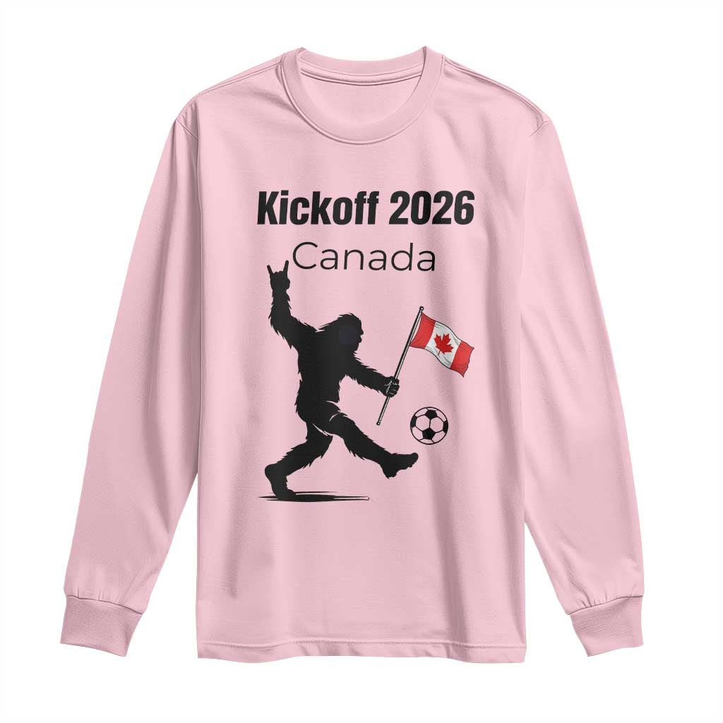 Funny Bigfoot Canada Soccer Long Sleeve Shirt Kickoff 2026 TS12 Light Pink Print Your Wear