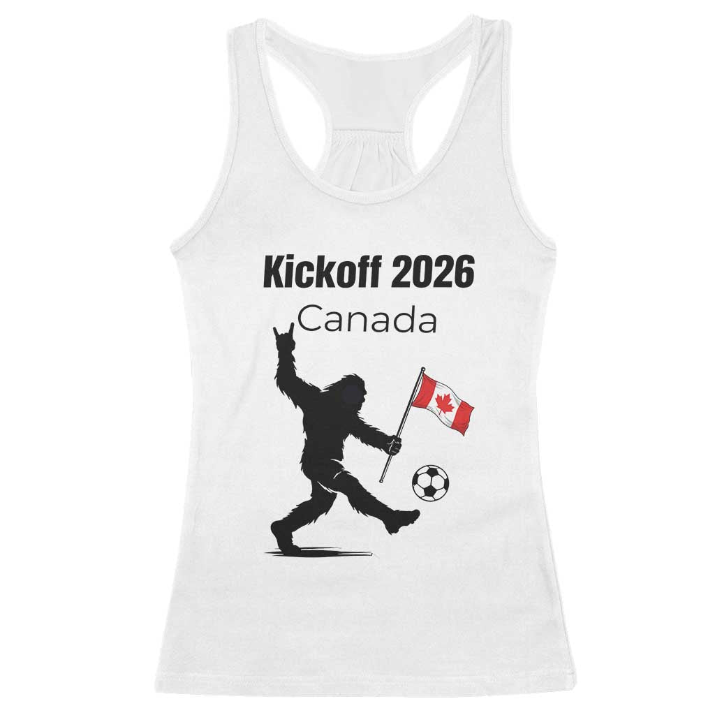 Funny Bigfoot Canada Soccer Racerback Tank Top Kickoff 2026 TS12 White Print Your Wear