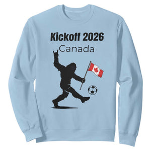 Funny Bigfoot Canada Soccer Sweatshirt Kickoff 2026 TS12 Light Blue Print Your Wear
