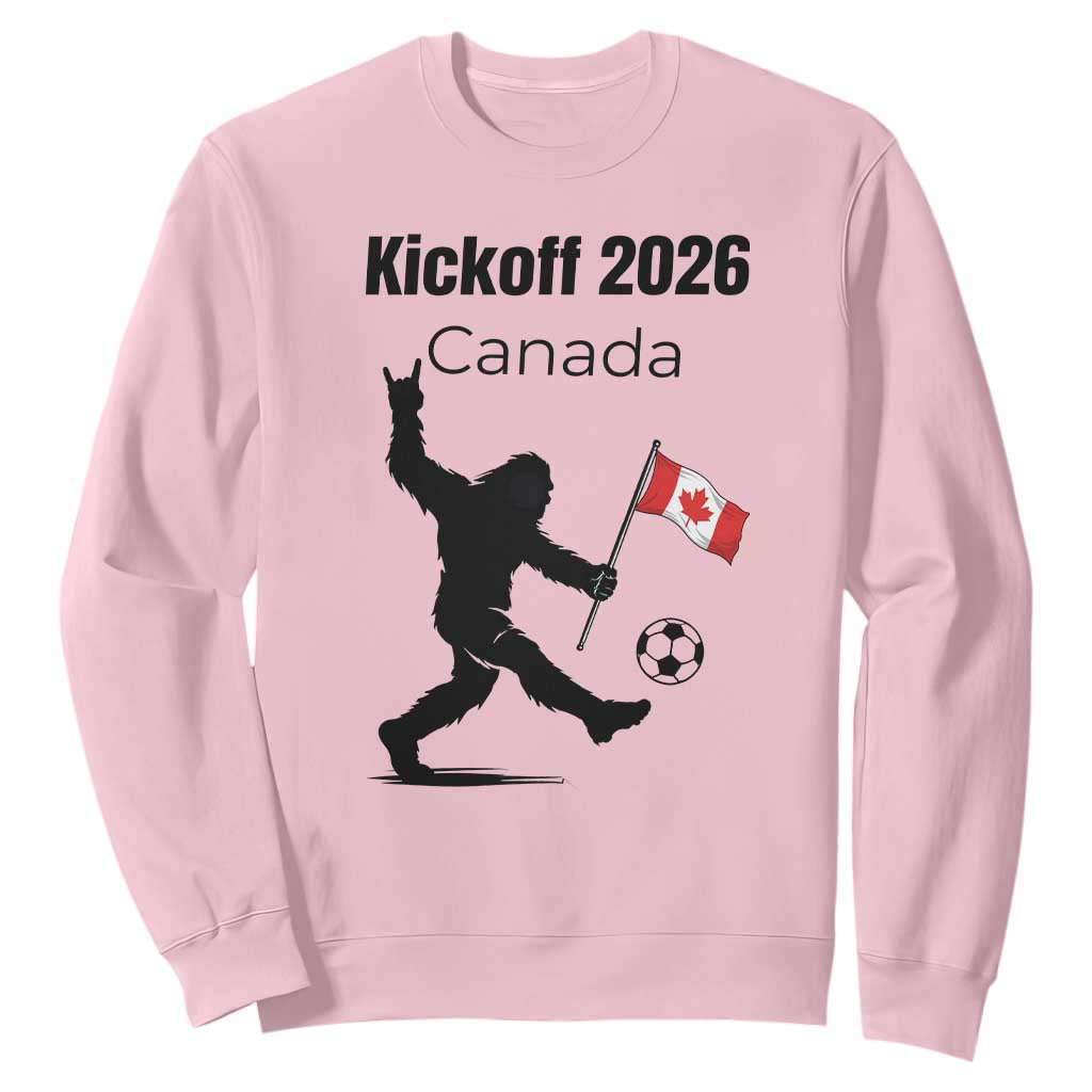 Funny Bigfoot Canada Soccer Sweatshirt Kickoff 2026 TS12 Light Pink Print Your Wear