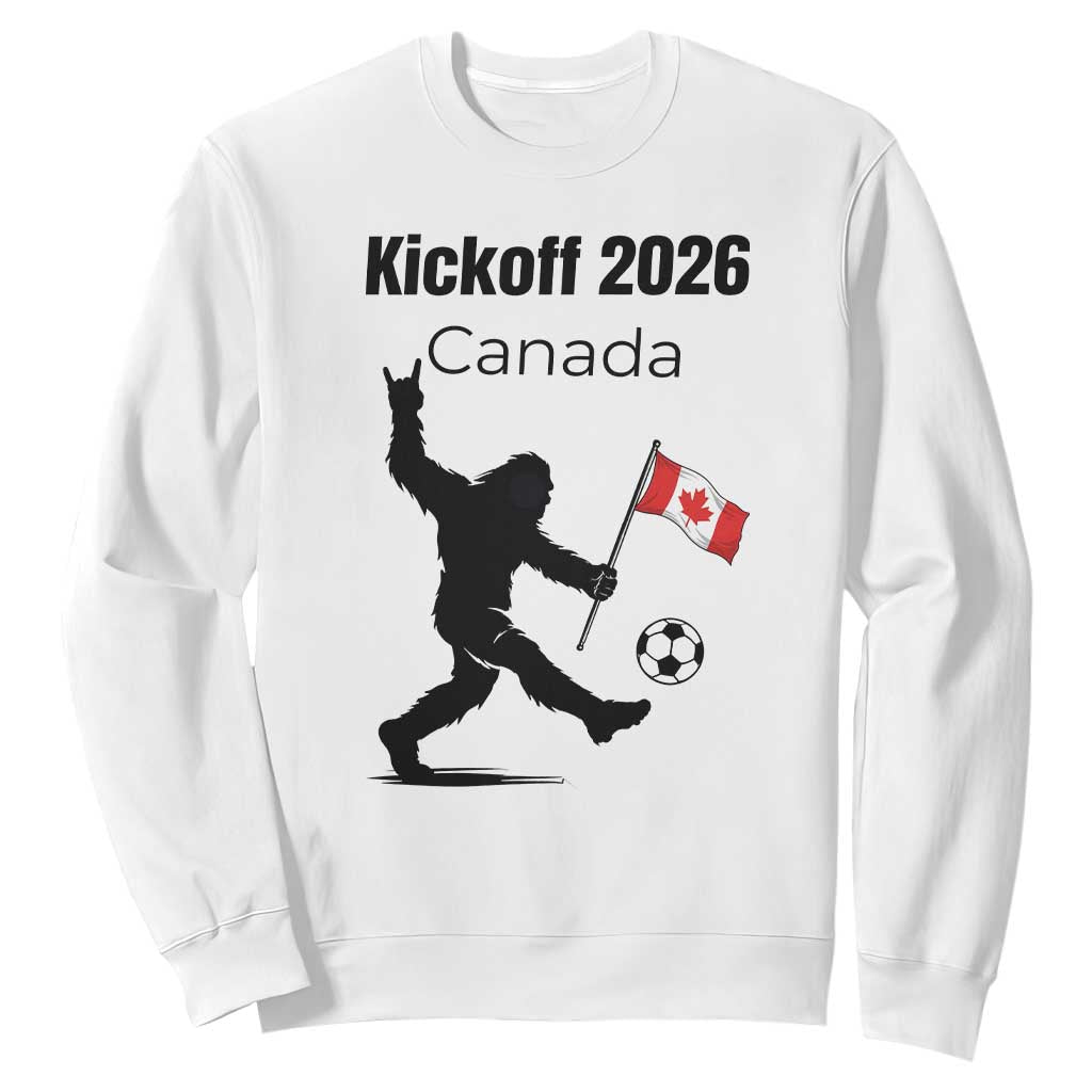 Funny Bigfoot Canada Soccer Sweatshirt Kickoff 2026 TS12 White Print Your Wear