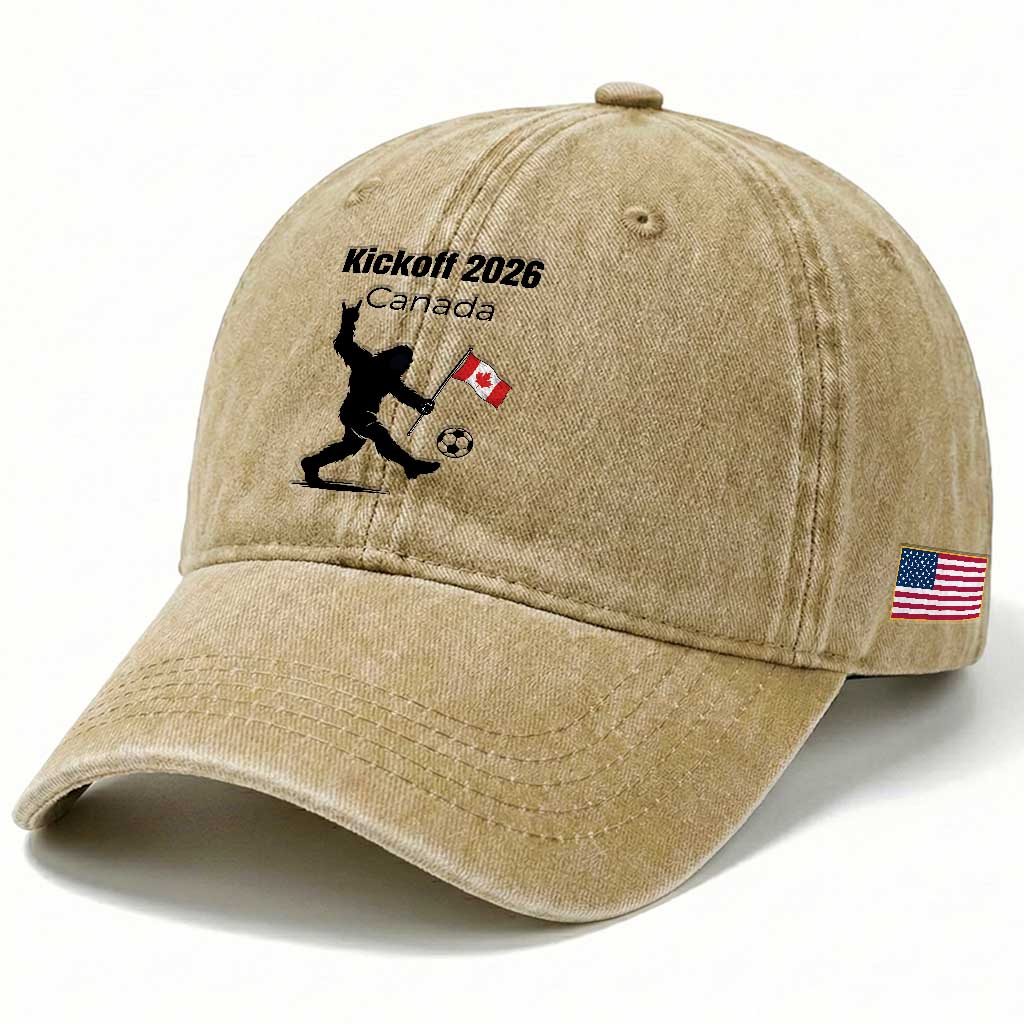 Funny Bigfoot Canada Soccer Washed Cotton Baseball Cap Kickoff 2026 TS12 Print Your Wear