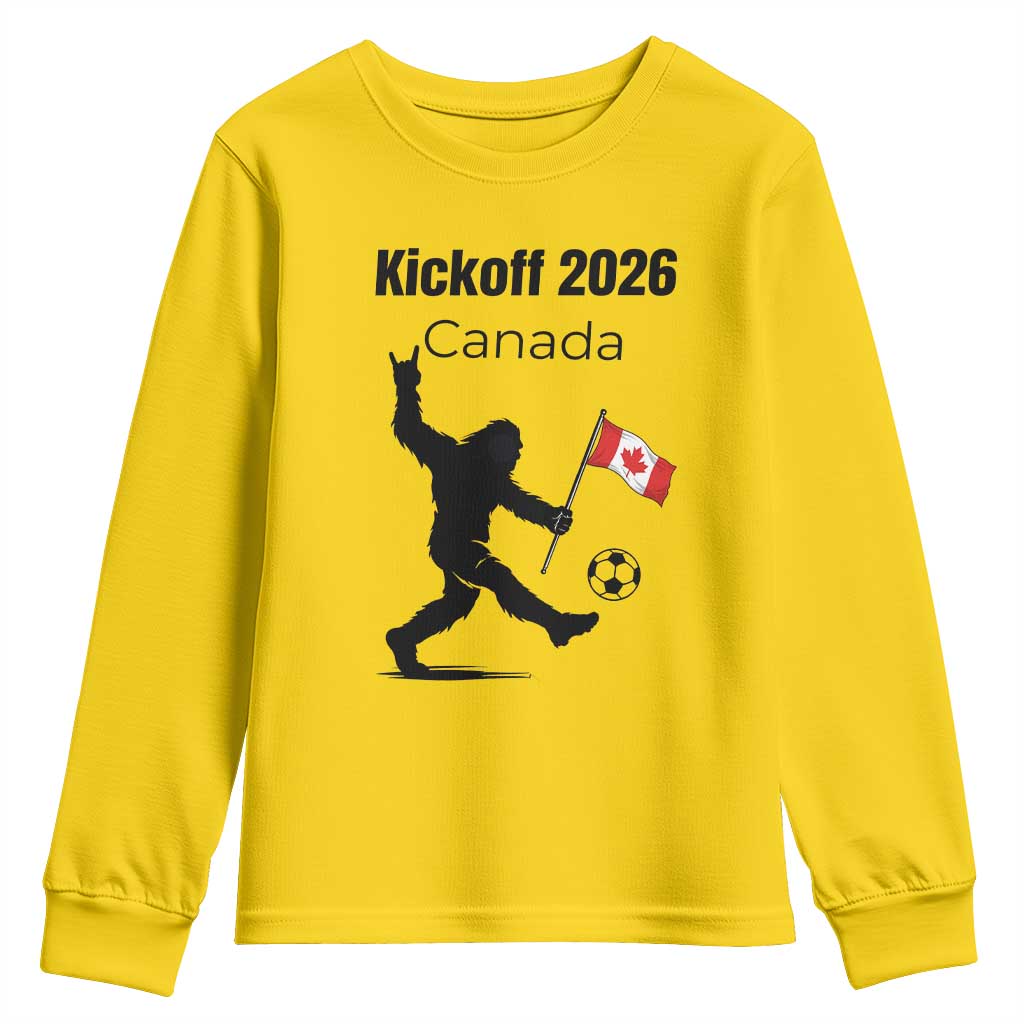 Funny Bigfoot Canada Soccer Youth Sweatshirt Kickoff 2026 TS12 Daisy Print Your Wear