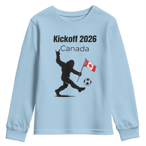 Funny Bigfoot Canada Soccer Youth Sweatshirt Kickoff 2026 TS12 Light Blue Print Your Wear