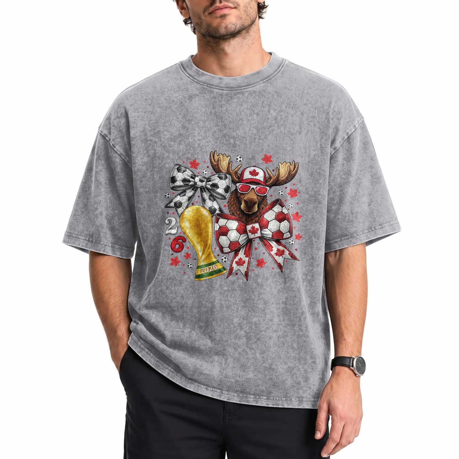 Proud Canada Soccer 2026 Washed Cotton T-Shirt Canadian Football Fan