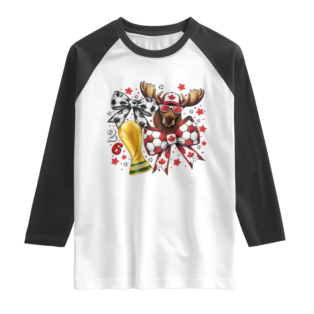 Proud Canada Soccer 2026 Raglan Shirt Canadian Football Fan TS12 White Black Print Your Wear