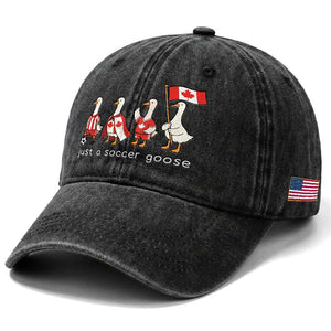 Funny Just A Soccer Goose Washed Cotton Baseball Cap Canada Soccer Lover TS12 Print Your Wear