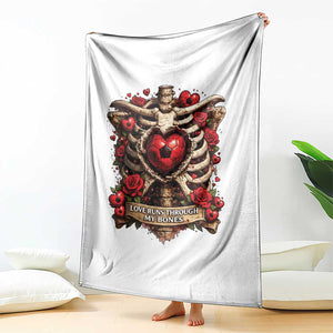 Love Runs Through My Bones Throw Blanket Funny Skeleton Soccer Player Gift TS12 Print Your Wear