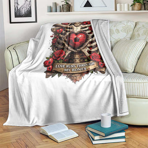 Love Runs Through My Bones Throw Blanket Funny Skeleton Soccer Player Gift TS12 Print Your Wear