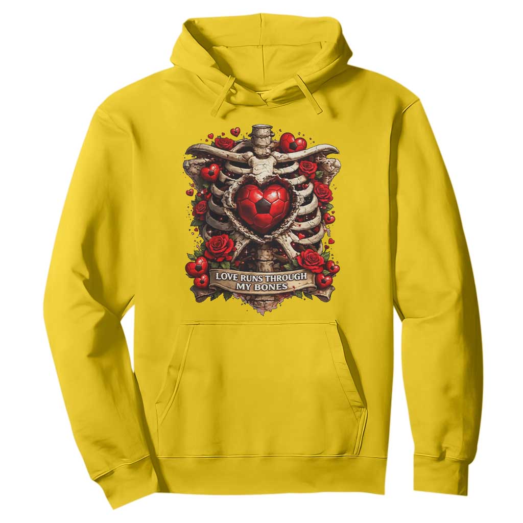 Love Runs Through My Bones Hoodie Funny Skeleton Soccer Player Gift TS12 Daisy Print Your Wear