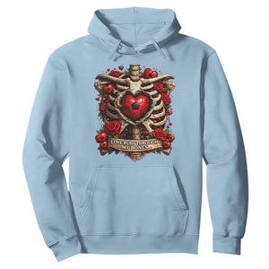 Love Runs Through My Bones Hoodie Funny Skeleton Soccer Player Gift TS12 Light Blue Print Your Wear