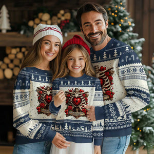 Love Runs Through My Bones Ugly Christmas Sweater Funny Skeleton Soccer Player Gift TS12 Beige Navy Print Your Wear