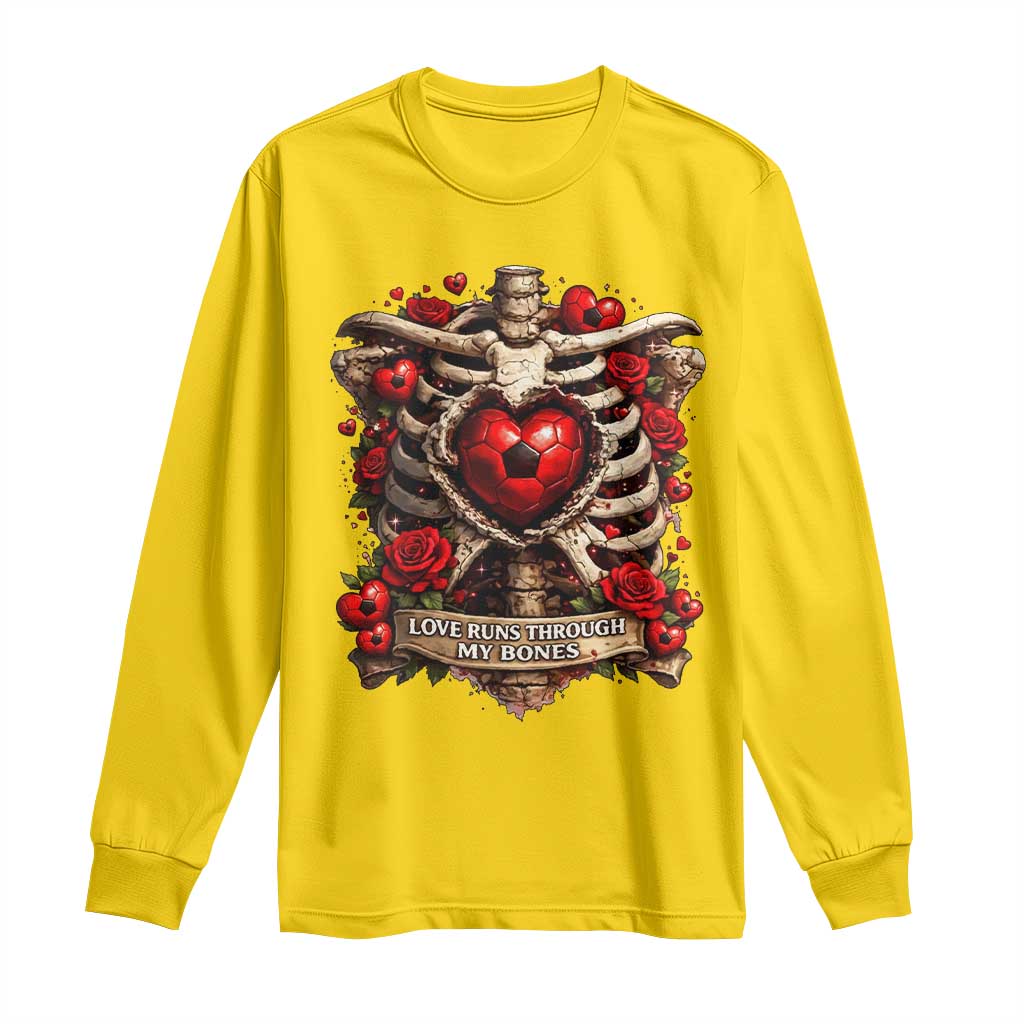 Love Runs Through My Bones Long Sleeve Shirt Funny Skeleton Soccer Player Gift TS12 Daisy Print Your Wear