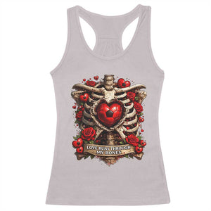 Love Runs Through My Bones Racerback Tank Top Funny Skeleton Soccer Player Gift TS12 Ice Gray Print Your Wear