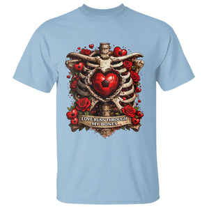 Love Runs Through My Bones T Shirt Funny Skeleton Soccer Player Gift TS12 Light Blue Print Your Wear