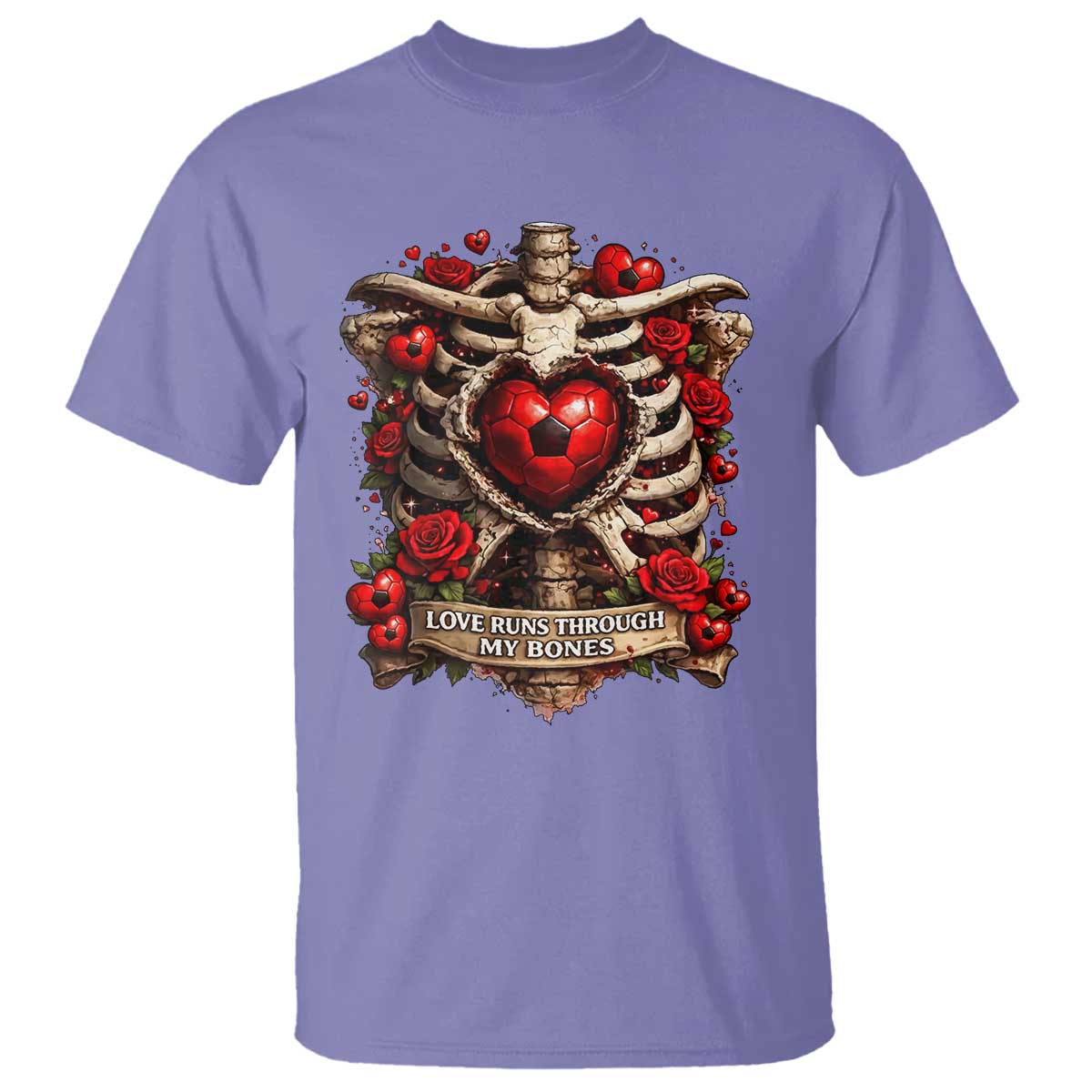 Love Runs Through My Bones T Shirt Funny Skeleton Soccer Player Gift TS12 Violet Print Your Wear