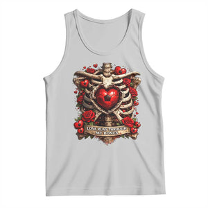 Love Runs Through My Bones Tank Top Funny Skeleton Soccer Player Gift TS12 Ash Print Your Wear