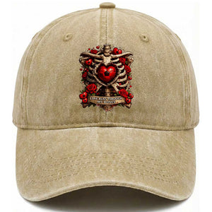 Love Runs Through My Bones Washed Cotton Baseball Cap Funny Skeleton Soccer Player Gift TS12 Print Your Wear