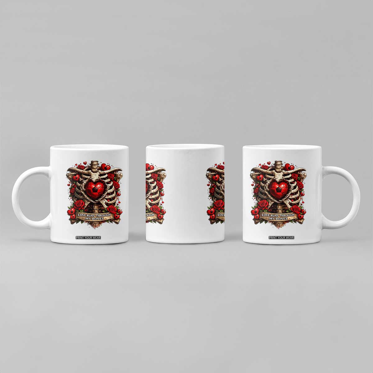 Love Runs Through My Bones Coffee Mug Funny Skeleton Soccer Player Gift TS12 Print Your Wear