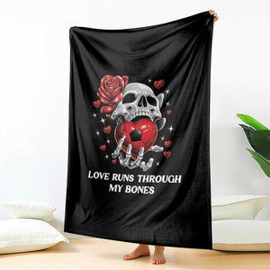 Love Runs Through My Bones Throw Blanket Funny Skeleton Soccer Gift TS12 Print Your Wear