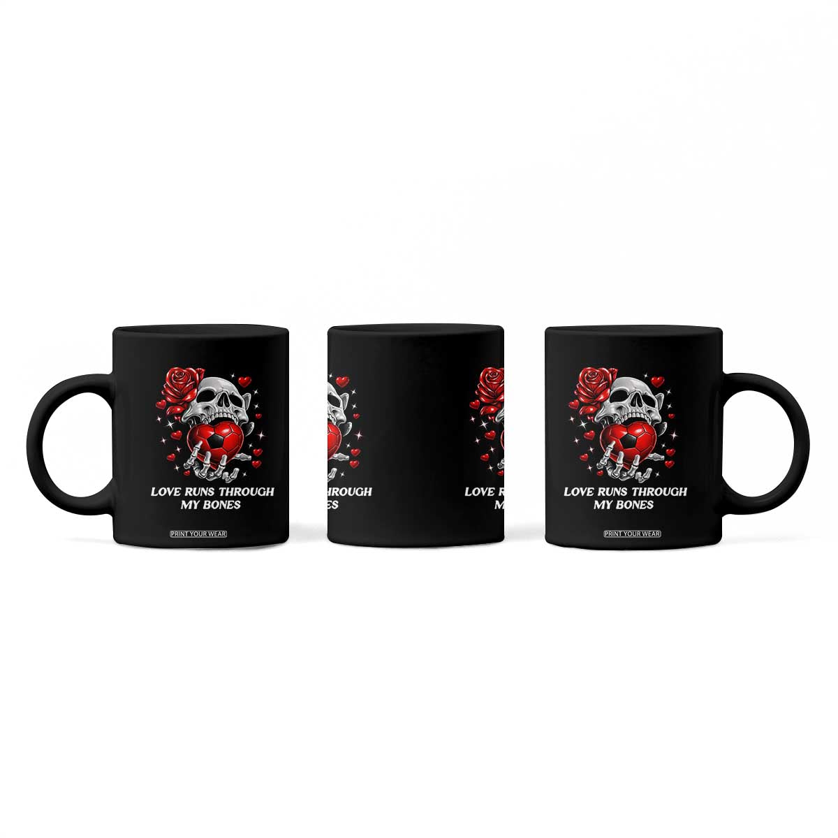 Love Runs Through My Bones Coffee Mug Funny Skeleton Soccer Gift TS12 Print Your Wear