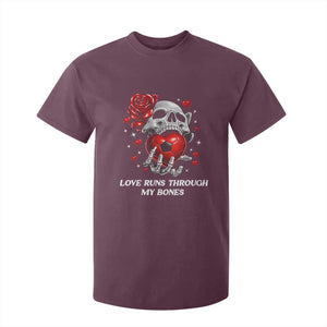 Love Runs Through My Bones T Shirt For Kid Funny Skeleton Soccer Gift TS12 Maroon Print Your Wear