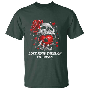Love Runs Through My Bones T Shirt Funny Skeleton Soccer Gift TS12 Dark Forest Green Print Your Wear