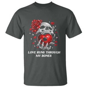 Love Runs Through My Bones T Shirt Funny Skeleton Soccer Gift TS12 Dark Heather Print Your Wear
