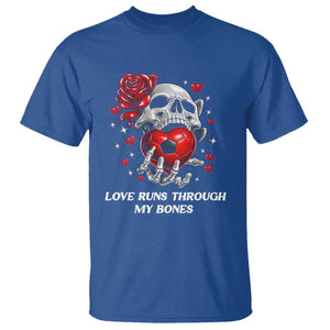 Love Runs Through My Bones T Shirt Funny Skeleton Soccer Gift TS12 Royal Blue Print Your Wear