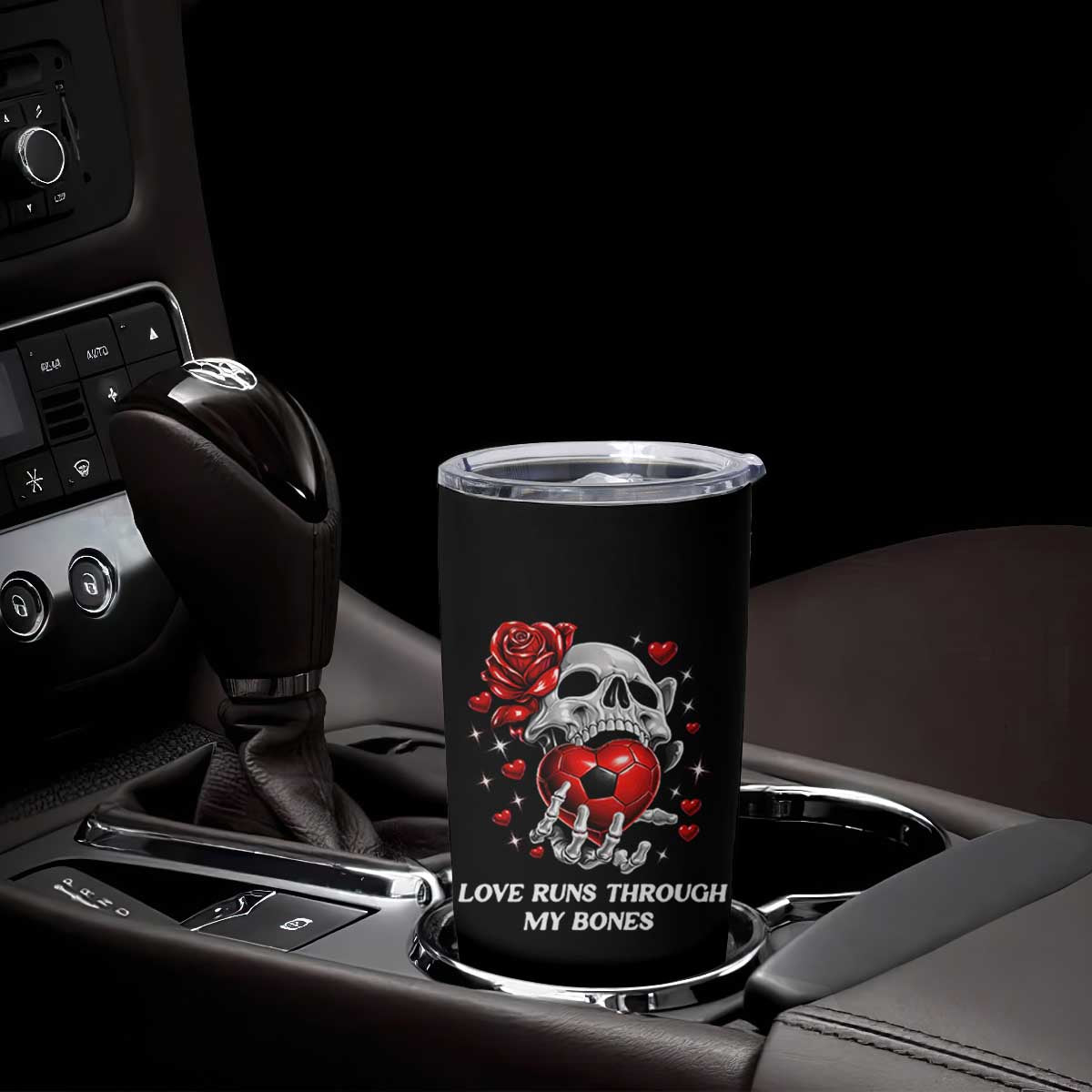 Love Runs Through My Bones Tumbler Cup Funny Skeleton Soccer Gift TS12 Print Your Wear