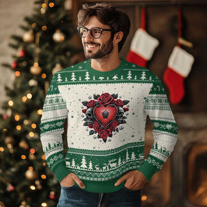 Skeleton Soccer Player Ugly Christmas Sweater Valentine Day Gift TS12 Beige Green Print Your Wear