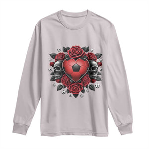 Skeleton Soccer Player Long Sleeve Shirt Valentine Day Gift TS12 Ice Gray Print Your Wear