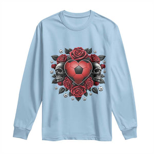 Skeleton Soccer Player Long Sleeve Shirt Valentine Day Gift TS12 Light Blue Print Your Wear