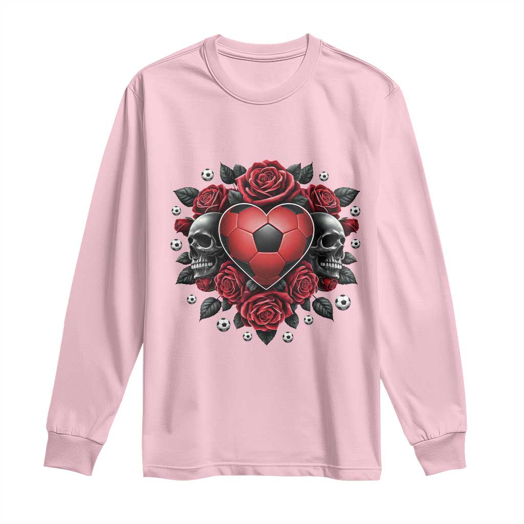 Skeleton Soccer Player Long Sleeve Shirt Valentine Day Gift TS12 Light Pink Print Your Wear
