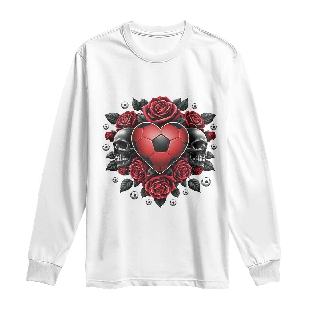 Skeleton Soccer Player Long Sleeve Shirt Valentine Day Gift TS12 White Print Your Wear
