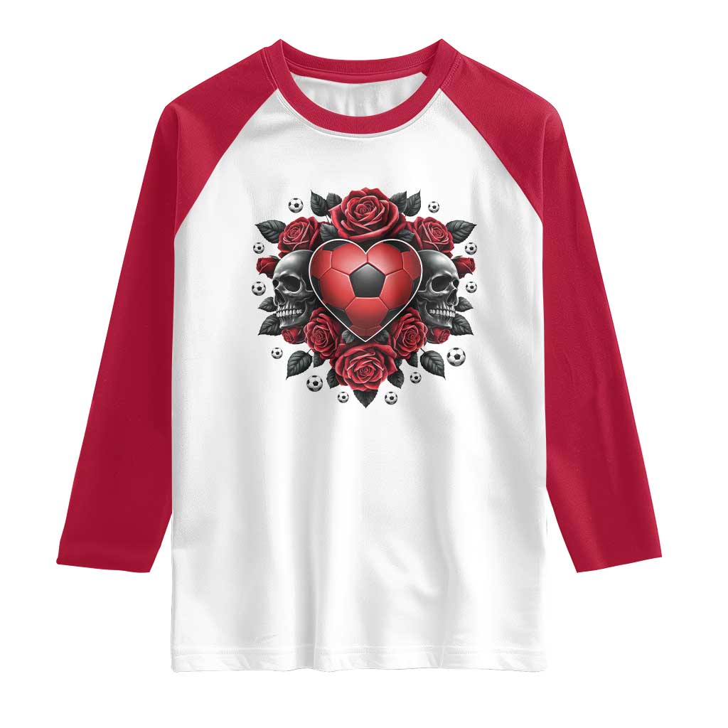 Skeleton Soccer Player Raglan Shirt Valentine Day Gift TS12 White Red Print Your Wear