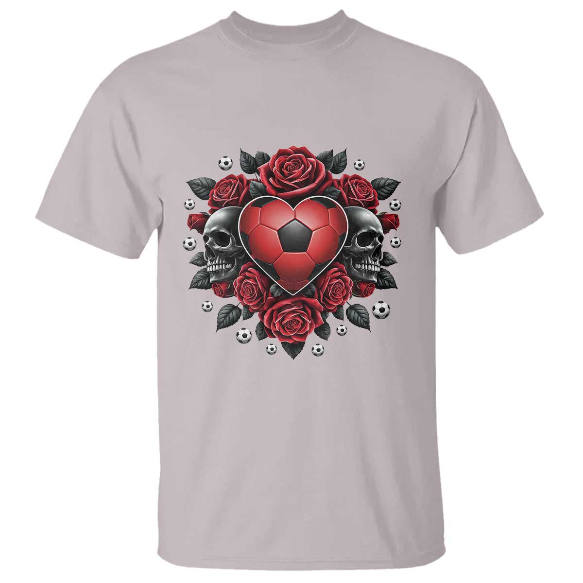 Skeleton Soccer Player T Shirt Valentine Day Gift TS12 Ice Gray Print Your Wear