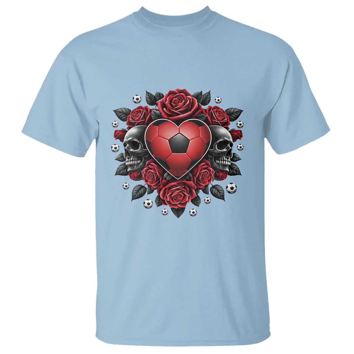 Skeleton Soccer Player T Shirt Valentine Day Gift TS12 Light Blue Print Your Wear