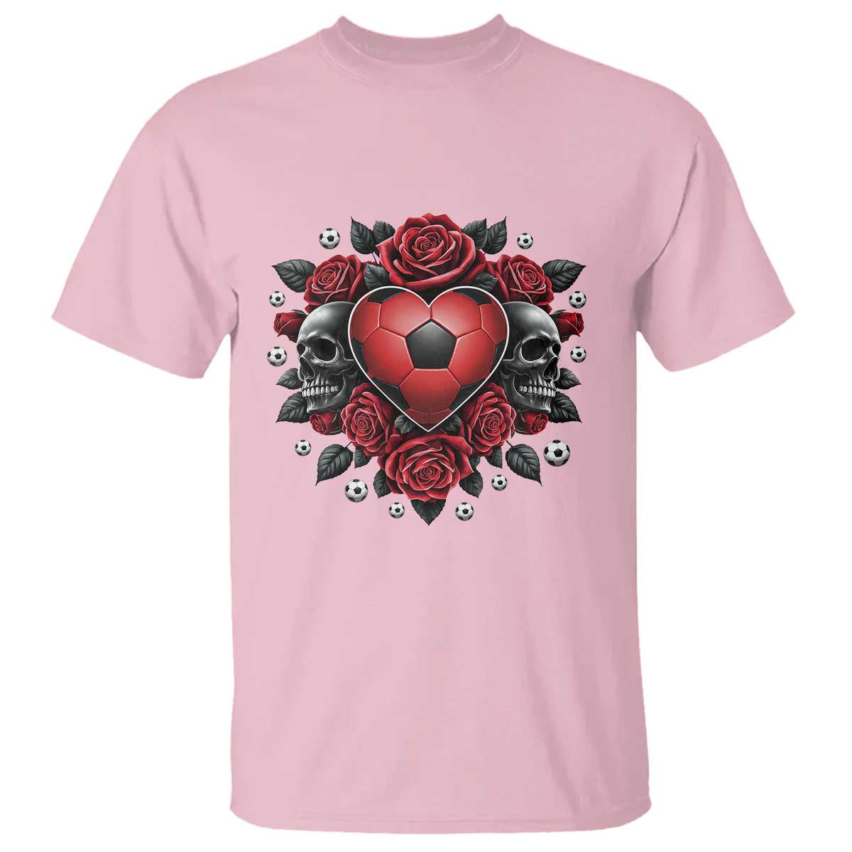 Skeleton Soccer Player T Shirt Valentine Day Gift TS12 Light Pink Print Your Wear